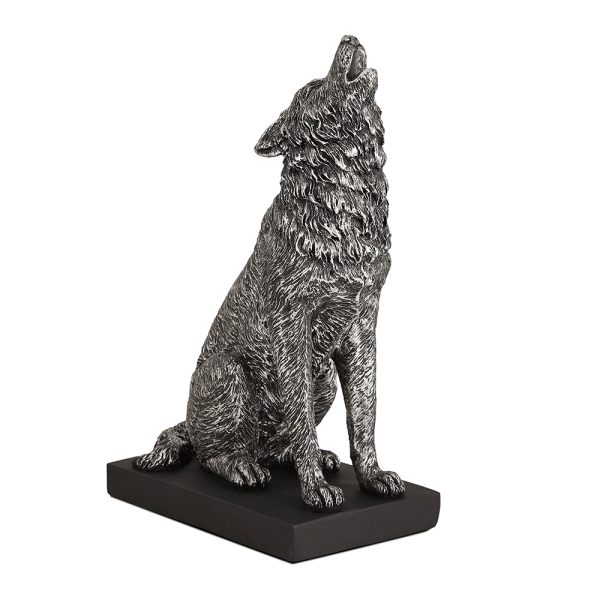 17454 - ESCULTURA LOBO EM POLIRRESINA