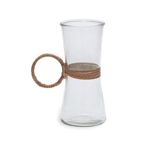 19071 - VASO EM VIDRO E RATTAN